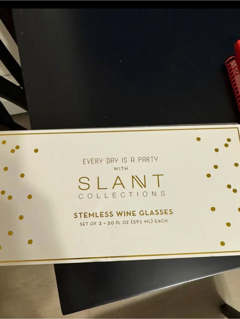 Set of 2 Stemless Wine Glasses with Gold 'Mrs.' Script
